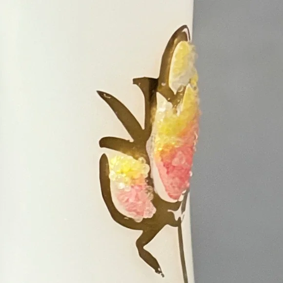 Vtg Satin Frosted Glass 8" Bud Vase Sugar Bead Floral Hand Painted Gold Trim - Picture 7 of 16